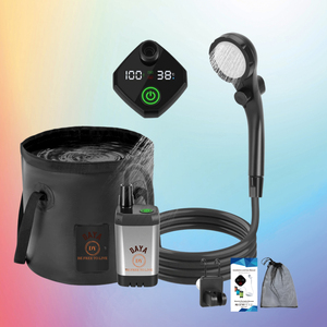 Pompe de douche portable rechargeable par USB 6000 mAh avec écran numérique pour le camping, la plage, la randonnée, les voyages, le nettoyage des animaux - Product Image 1