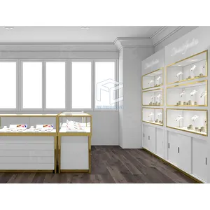 Design semplice gioielleria gioielleria Showroom vetrine vetrine da parete con vetrina gioielli personalizzati per negozio