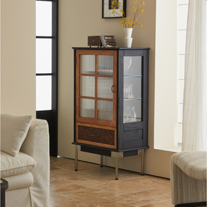 Thiết kế cổ điển tủ phòng khách được chế tác từ gỗ sồi đỏ với sô cô la <span class=keywords><strong>Burl</strong></span> điểm nhấn lưu trữ cửa kính và tủ trưng bày - Product Image 4