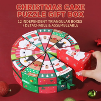 Boîte à gâteau triangulaire personnalisée imprimée de dessins animés pour Noël, emballage plat, boîte à dragées de Noël sur mesure pour les fêtes
