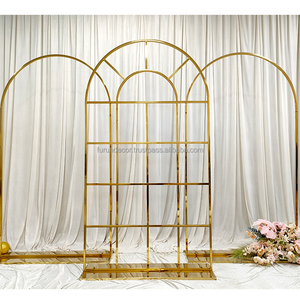 ฉากหลังงานแต่งงานทรงโค้งเหล็ก รุ่น BJ-022-A ลายดอกไม้สีขาว - Product Image 3
