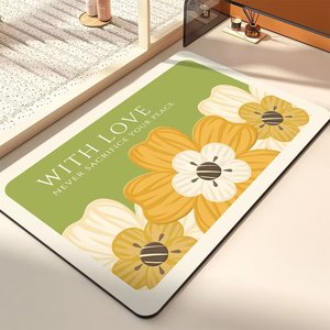 พรมเช็ดเท้าลายดอกไม้ Leguan ขนาด 38x58 ซม. 48x78 ซม. 58x88 ซม. กันลื่น กันน้ำ ทำจากดินไดอะตอม สำหรับห้องน้ำและทางเข้าบ้าน - Product Image 2