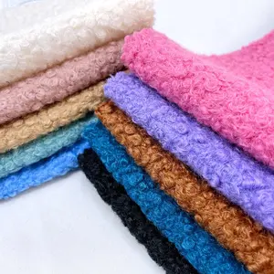 Fleece Fabric Hot Selling 100% Polyester Soft Curly Italian Boucle Knit Double Sided Fleece Textile Fabric Boucle For Women Coats