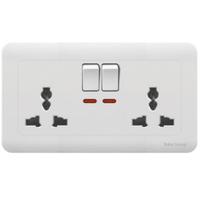 Prise murale britannique à trois trous pour salon et chambre, avec panneau tactile et double interrupteur, en matériau PC, indice de protection IP21, design minimaliste