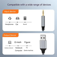 3,5 mm mannelijke AUX USB 2.0 audiokabel met gevlochten afscherming en koperen geleider voor laptop en desktop geluidskaart