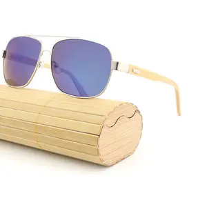 Kacamata Hitam Kayu Logam Kustom Sertifikat CE Terlaris Amazon Bambu