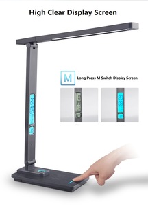 Modern Nordic LED Desk Lamp Alarm Clock Thermometer Wireless Charging 10W Bedroom Bedside <b>Study</b> <b>Table</b> 5 Color CCT Rectangle - Product Image 2