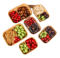 Boîtes rigides en papier kraft biodégradables et écologiques à double compartiment, jetables, pour pique-nique