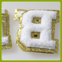 Patchs brodés de paillettes en PVC thermocollants, patchs alphabet en chenille effet serviette, patchs à paillettes pour la décoration de vêtements, patchs en tissu, patchs BRIDE en anglais