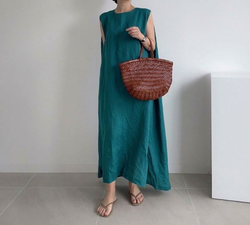 Casual Women Summer Japanese Korea Style Loose Cotton Linen Dress  Sleeveless Long Dress| Alibaba.com