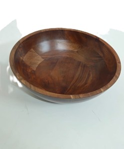 Achetez un bol de service en bois massif de qualité supérieure, grand bol rond pour salade et fruits, décoration rustique pour la cuisine, la salle à manger et la maison - Product Image 4