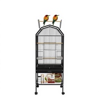 Grande cage à oiseaux en métal sur pied avec roulettes, design à plusieurs niveaux de perchoirs, plateau amovible pour l'élevage quotidien des perroquets