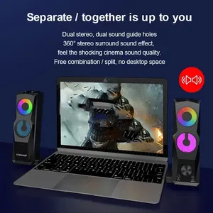 ลำโพงคอมพิวเตอร์สำหรับเล่นเกมแบบพกพา ระบบเสียง 2.0 แชนแนล ใช้พลังงานจาก USB พร้อมไฟ RGB - Product Image 2