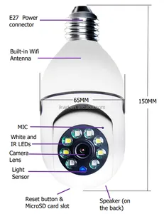 كاميرا مراقبة 2.4G/5G TUYA ICAM365 ICSEE YI IOT V380PRO تتميز بالتتبع الذاتي للرؤية الليلية بالألوان E27 CCTV كاميرا مراقبة 1080P NVR PTZ كاميرا لمبة IP