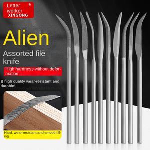 Lima de Mano de Acero al Carburo Curvada de Forma Especial, Lima Industrial Dura de Arkansas, Lima Pequeña Profesional Surtida para Desbarbar Madera - Product Image 6