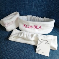 Bandeau de spa pour femme en coton éponge velours blanc brodé, style doux, pour soins du visage et douche, bandeau doux pour cheveux