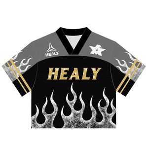 Diseño personalizado recortado Boxy Fit cuello en V camisetas hombres sublimación Vintage fútbol Jersey Unisex secado rápido camiseta - Product Image 3