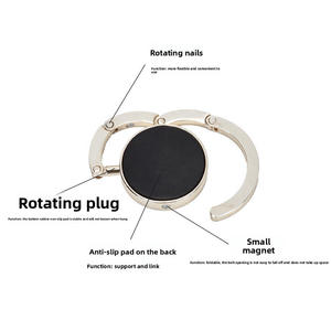 ที่แขวนกระเป๋าคริสตัลพับได้แบบพกพาตะขอแขวนกระเป๋าโต๊ะตะขอกระเป๋าหัวเข็มขัดโลหะหุ้มด้วยเพชรออกแบบโลโก้ได้ตามต้องการ - Product Image 3