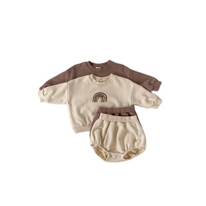 Listo para Enviar Conjuntos de Ropa para Bebés de 0 a 2 Años, 100% Algodón, Ropa de Recién Nacido, Ropa Exterior con Estampado de Arcoíris - Product Image 1