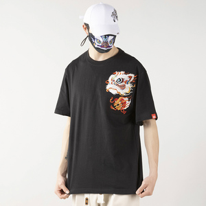 Custom Logo Embroidered Oversized T Shirt 100% Cotton <b>Men</b> Short Sleeve O Neck Streetwear Tee - Product Image 1