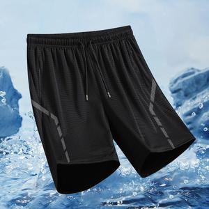 2025 Mùa Hè Người Đàn Ông Của Thể Thao Giản Dị Quần Short Màu Đen Băng Lụa Lưới Dệt Kim Quần Short Hot Rắn Bãi Biển Điều Hòa Không Khí Quần - Product Image 5