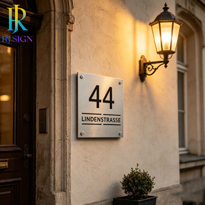 Letrero Comercial LED con Número de Casa, Placa Retroiluminada con Dirección Comercial para Tienda Minorista, Letreros Metálicos 3D para Puerta de Tienda - Product Image 1