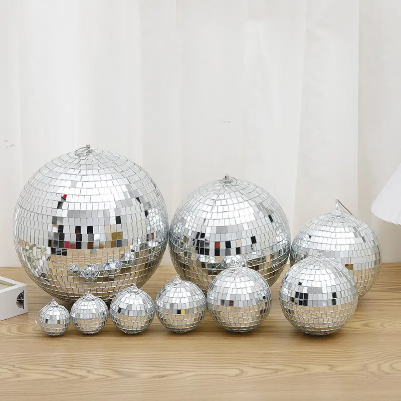 Party Holiday Supplies 2-100cm Silver Mirror Foam Ball Hanging Tree Ornaments Christmas Decoration Disco Mirror Balls