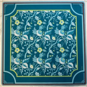 Tapis de mahjong en néoprène résistant à l'eau 31,5x31,5 pouces, série Fourwindssocial, motif fleur de cerisier, malachite, pour mahjong américain - Product Image 1