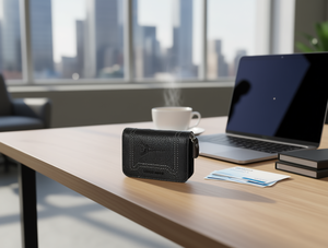 Portacarte a fisarmonica da uomo, 4 pollici, in pelle PU, con chiusura a cerniera per carte - Product Image 2