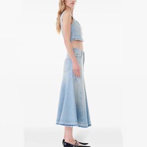 กระโปรงยาวทรงเอไลน์แบบใหม่ คุณภาพสูง ปรับแต่งได้ ชายกระโปรงดิบ ตัดเย็บแบบหลวม สไตล์ลำลองสำหรับผู้หญิง - Product Image 3