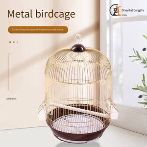 Portable Outdoor <strong>Bird</strong> Cage Electroplated <strong>Gold</strong> with Elevated <strong>Nest</strong> Button Closure Metal Villa for Dogs <strong>Birds</strong> Colorful Design - Product Image 2