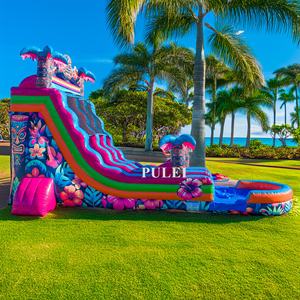 Toboggan aquatique gonflable Tiki <span class=keywords><strong>Aloha</strong></span> Splash hawaïen à double piste avec <span class=keywords><strong>piscine</strong></span> pour enfants, idéal pour la location commerciale et les fêtes - Product Image 5