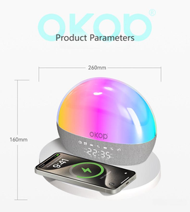 Haut-parleurs <span class=keywords><strong>de</strong></span> bureau à lumière ambiante RVB les plus vendus avec fonction <span class=keywords><strong>de</strong></span> minuterie <span class=keywords><strong>de</strong></span> réveil à chargement sans fil avec bruit blanc - Product Image 3