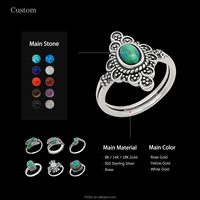 Bague en Argent Sterling 925 au Design Classique avec Pierre de Turquoise Naturelle Style Rétro pour Femme, Cadeau de Fête