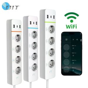 Tira de alimentación de <span class=keywords><strong>enchufe</strong></span> inteligente de 4 salidas, 1,8 m, cable de la UE, 30W, PD, 2, 2, 2, 2, 16A, clasificación CN estándar para uso Industrial, <span class=keywords><strong>WiFi</strong></span> Zigbee - Product Image 1