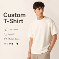 T-shirts décontractés pour hommes, style hip-hop, coupe ample, logo brodé, 100 % coton, 275 g/m², qualité supérieure, vente en gros
