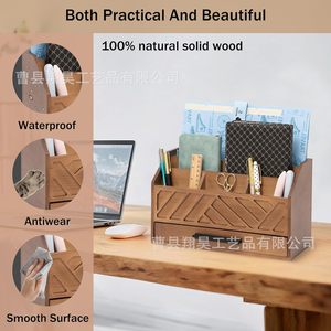 Minimalist Wooden Desk Organizer Rectangle Multi Compartment <b>Drawer</b> <b>Storage</b> <b>Box</b> Office Supply Holder - Product Image 2