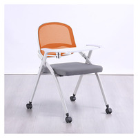 Chaise de formation moderne en maille avec tablette d'écriture et roulettes, chaise de bureau mobile pliable pour l'éducation scolaire