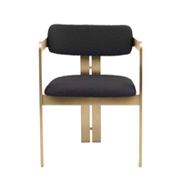 Chaise de salle à manger de luxe moderne avec pieds en acier inoxydable, fauteuil rembourré en tissu Teddy avec dossier, pour hôtel, restaurant, bar à domicile