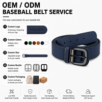 Ceinture réglable en cuir PU bleu marine avec boucle en alliage, personnalisable OEM/ODM avec logo, pour hommes et adolescents, idéale pour le baseball et le softball en extérieur