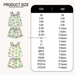 Set da bambina in tessuto non elasticizzato, top senza maniche con volant, pantaloncini stampati, logo personalizzato, taglia - Product Image 5