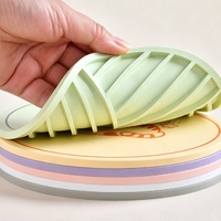 Sous-plat rond en silicone de qualité alimentaire, motif dessin animé, épais, résistant à la chaleur, antidérapant, pour table