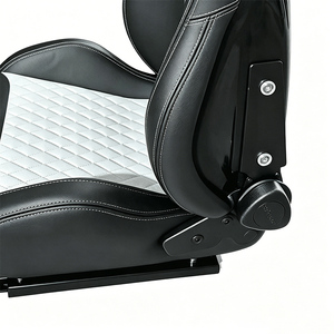 Sillón CS30 de Cuero Negro con Patrón de Diamantes Blancos y Respaldo Ajustable + Rieles <span class=keywords><strong>Deslizantes</strong></span> - Estilo Lujoso Modificado - Product Image 6