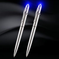 Stylo bille à lumière UV LED en plastique, stylo espion de sécurité avec encre invisible transparente, encre bleue/noire, pointe de 1,0 mm