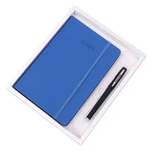 Custom PU Business Set Diary Notebook And Pen Luxury Gift Set Leather Cover Executive Notebook