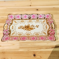 Assiette rectangulaire en céramique de 13 pouces, Rose dorée, japonaise, pain créatif