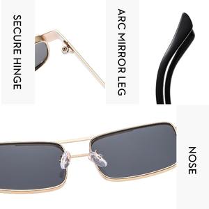 Occhiali da sole Vintage harbor style uv400 protezione solare gafas de sol occhiali da sole a doppia trave con cornice rettangolare in metallo - Product Image 6