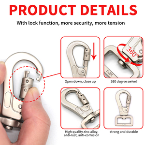 Nhà Sản Xuất Tùy Chỉnh Màu Sắc Chấp nhận Tùy Chỉnh Logo Nặng Chiến Thuật Kim Loại Móc Quay Khóa Móc Lớn Con Chó Dây Xích Móc - Product Image 2