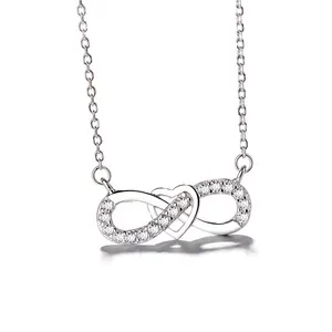 Wholesale European Jewelry 925 Sterling Silver CZ Infinity Heart Necklace