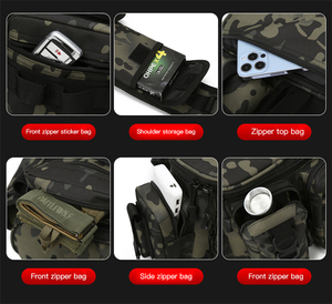 Nouveau sac de pêche en nylon multifonctionnel sac de taille de sport de plein air étanche avec fermeture à glissière à une épaule - Product Image 5